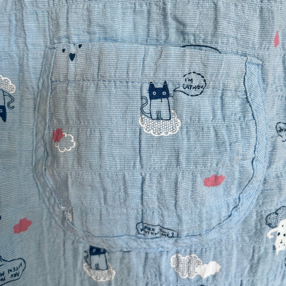 EASYMONG 100% Cotton Cat Pattern Summer Pajama Set - Picture 5 of 7